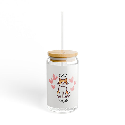 Cat Mom Sipper Glass, 16oz